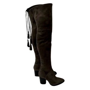Marc Fisher Over the Knee Women’s block heel Boot- Faux Grey Suede| Size 6.5M